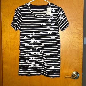 J. Crew Collector Tees Black and White Striped Fish T-Shirt
